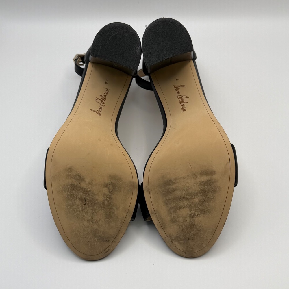 Sam Edelman Yaro Black Leather Ankle Strap Block Heel Sandals Womens 9 M - Picture 7 of 8
